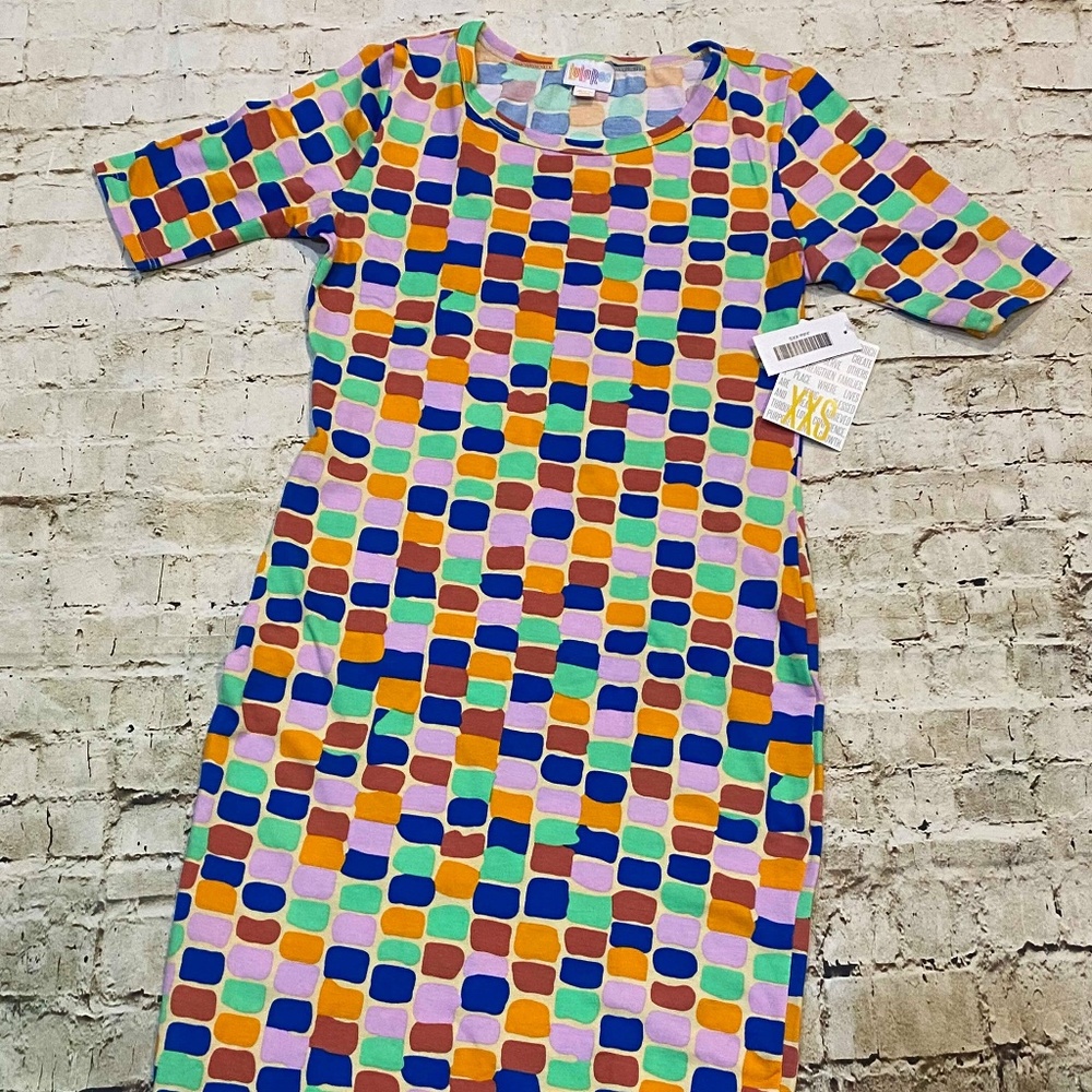 Lularoe Julia dress pink multicolored XS
